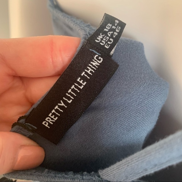 Pretty Little Thing Blue Asymmetrical Bodycon Dress - Picture 4 of 6